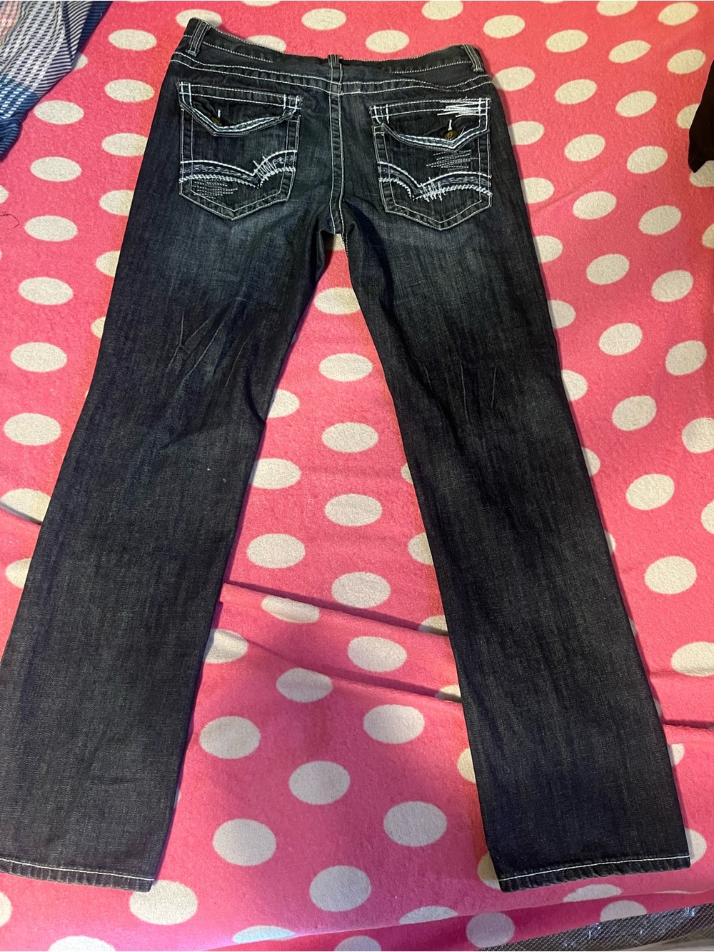 Dark Wash Men Distressed Relaxed Straight-Leg Jeans With Pocket Design
